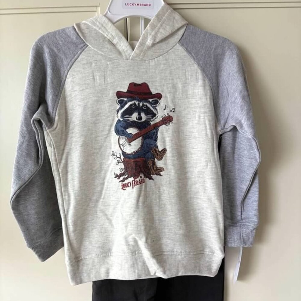 Lucky Brand Kids Logo Hooded T Shirt & Joggers Set-NWT- SZ 5